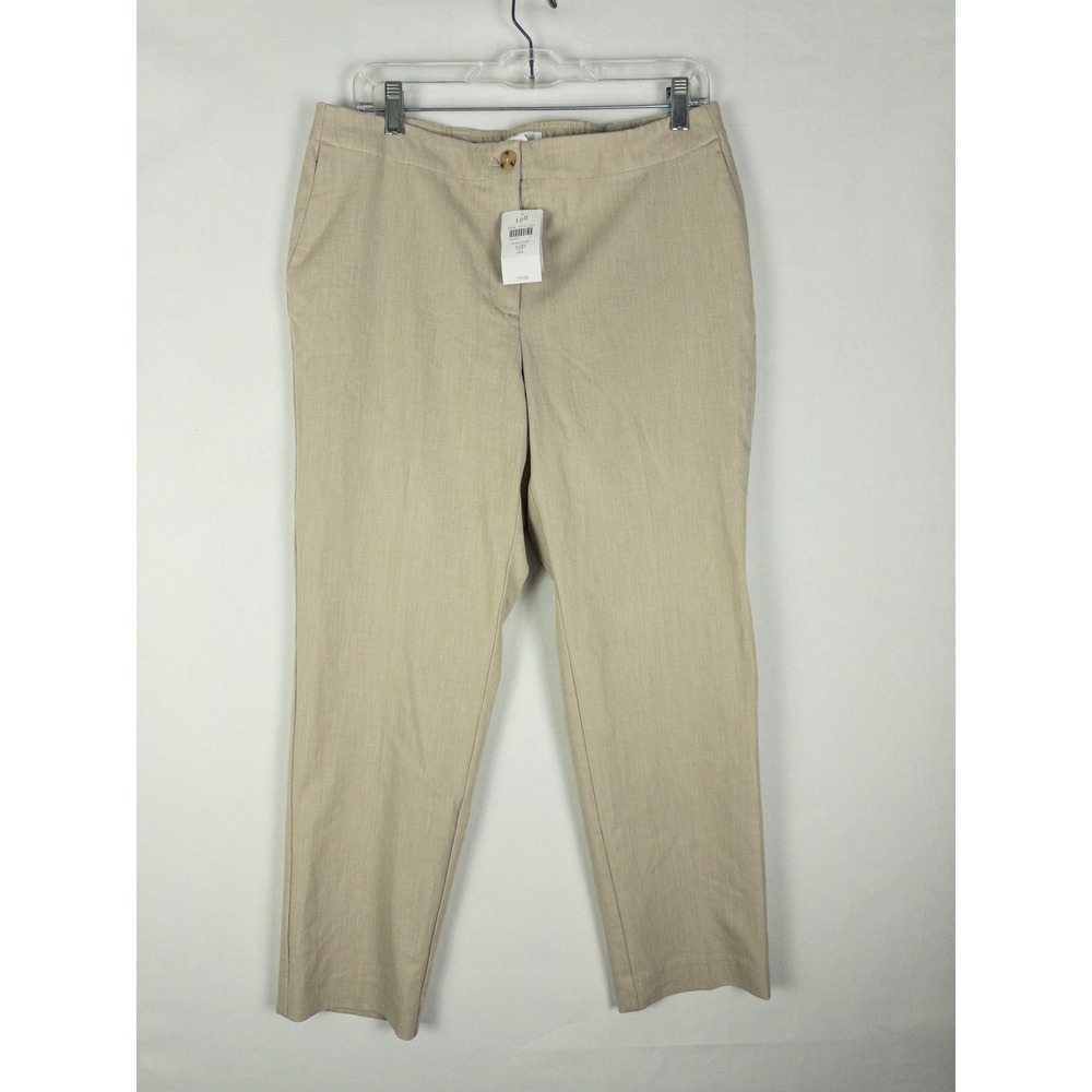 NWT J. Jill Trouser Pants Womens 12P Flax Heather Khaki Elastic Waist Minimalist